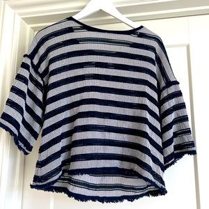 Navy blue and grey stripped blouse